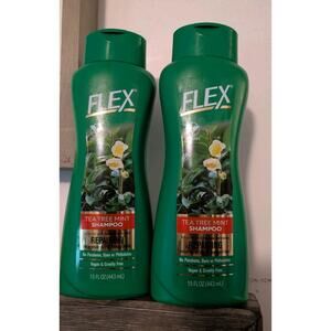 Flex Tea Tree Mint Shampoo Dry Hair Repairing Vegan Lot 2 --15 Oz Each NEW